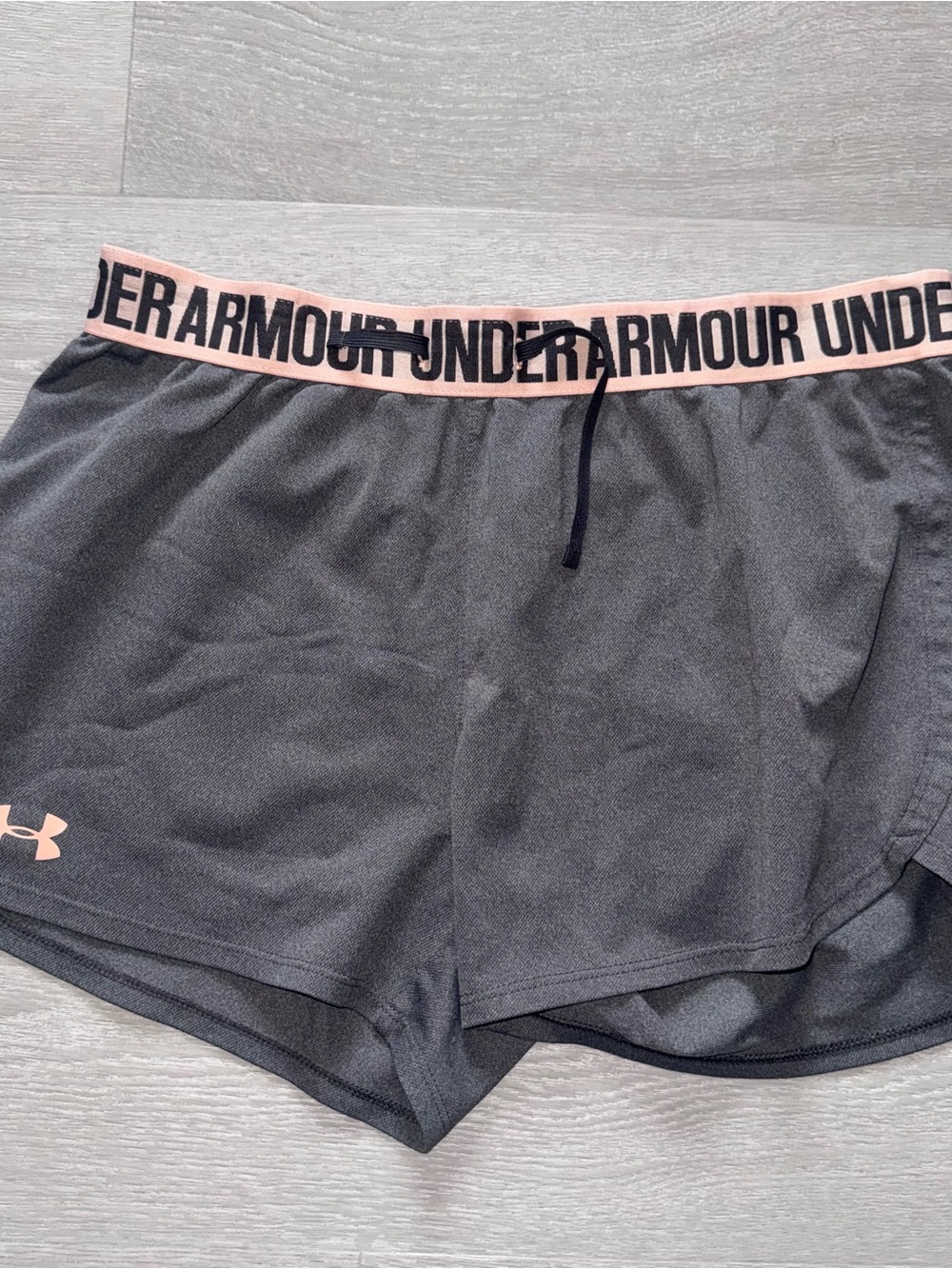 Under Armour Black Athletic Shorts with Pink Waistband Accent